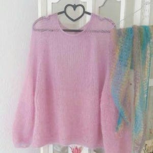 Mohair/silk knitted sweater, hand-knitted, sweater, women's, handmade