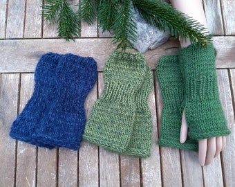 Wool, mohair/silk, hand cuffs, women's wrist warmers, thumb hole