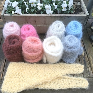 Liten, fin, handstickad, fluffig stola, liten halsduk, Sophie-halsduk