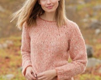 Alpaca/silk: hand knitted, sweater, fluffy, light, spring summer, peach color selection