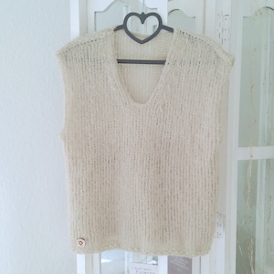 Alpaca/Silk: Hand-knitted V-neck sweater/pullover, fluffy, light, spring summer color selection