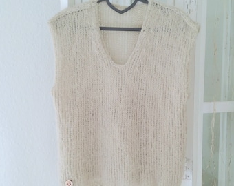 Alpaka/Seide: Handgestrickt V Pullunder/Pullover,flauschig, leicht,Frühling Sommer Farbauswahl