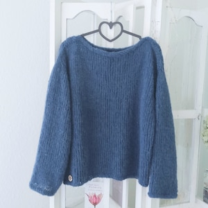 Unisex: Alpacka/siden, uppifrån och ner, handstickad, tröja, fluffig, lätt, dam, tonåring, herr