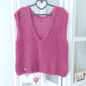 Alpaca/Silk: Hand-knitted V-neck sweater/pullover, fluffy, light, spring summer color selection