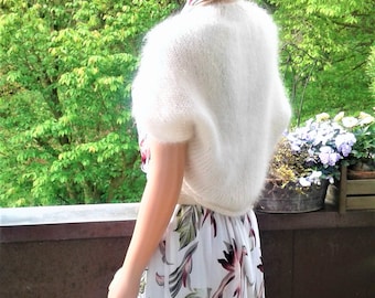 Auf MAß: Braut BoleroJäckchen, Mohair /Seide,ivory