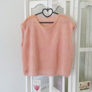 Alpaca/Silk: Peach, hand-knitted sweater/pullover, fluffy, light, spring summer color selection