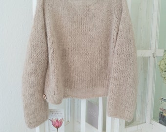 Alpaca/silk: hand knitted, sweater, fluffy, light, spring summer color selection