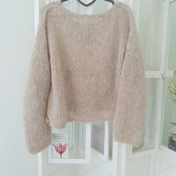 Alpaka/Seide: Handgestrickt,Pullover,flauschig, leicht,Frühling Sommer Farbauswahl