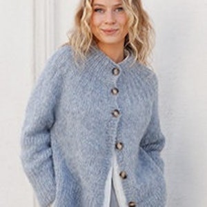 ALPAKA cardigan, fluffy, long, hairy, women's, hand-embroidered