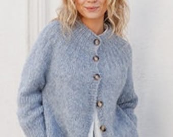 ALPAKA Strickjacke, Cardigan ,flauschig,lang , haarig, Damen, handgestickt