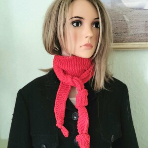 Scarf, stole, delicate, hand-knitted, ladies, cotton, red