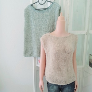 Alpaca/Silk: Hand-knitted sweater/pullover, fluffy, light, spring summer color selection