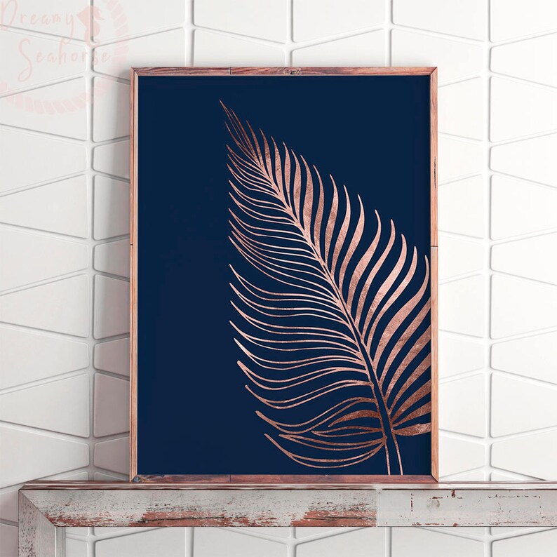 Printable Rose Gold Wall Decor Rose Gold Bedroom Decor Fern | Etsy