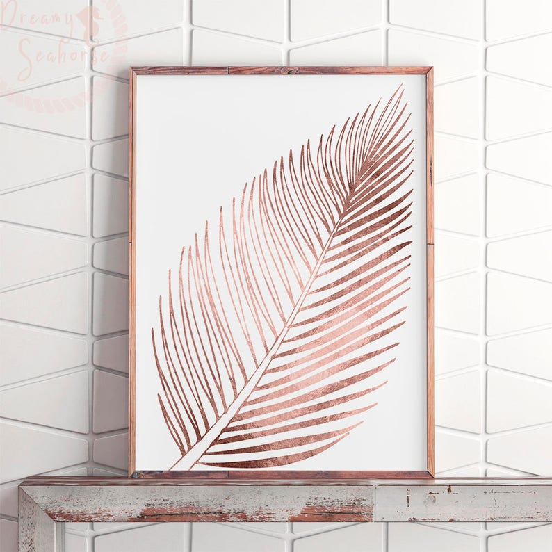 Pink Gold Wall Decor Rose Foil Print Printable Female Bedroom Art