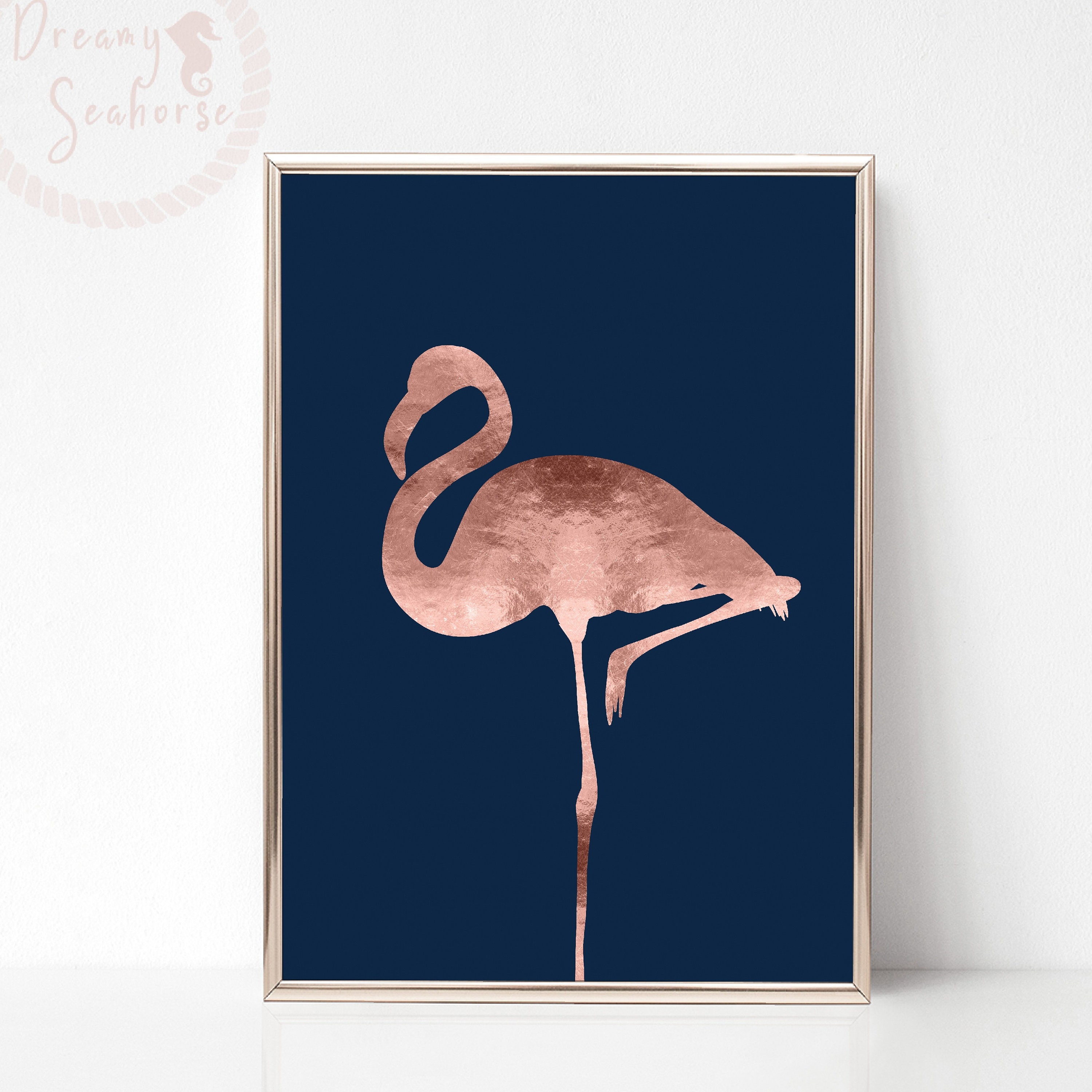 Flamingo Wall Art Rose Gold Flamingo Party Decor Pink Etsy