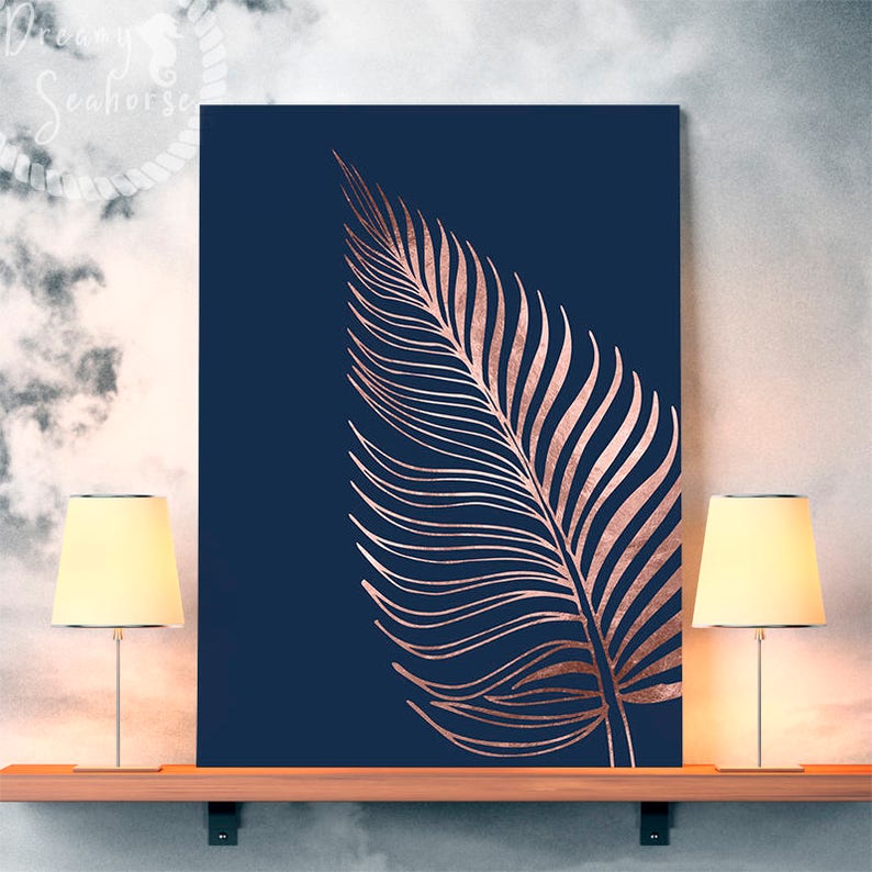 Printable Rose Gold Wall Decor Rose Gold Bedroom Decor Fern | Etsy