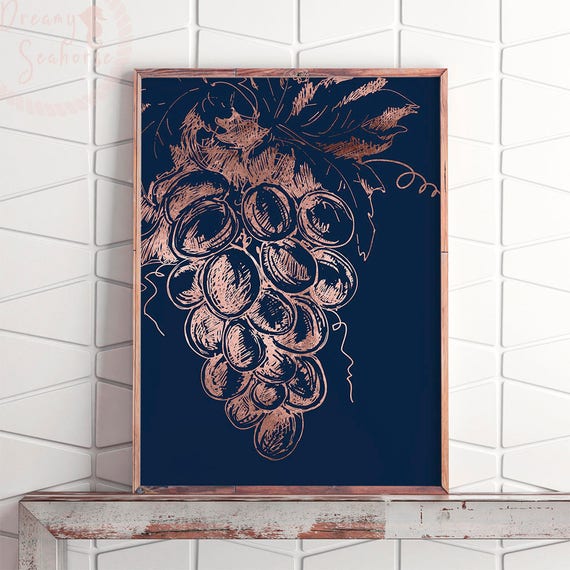 Printable Rose Gold  Wall  Art  Rustic Kitchen  Decor  Rose 