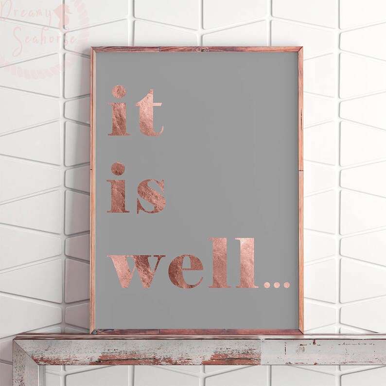 Rose Gold Printable Happy Quote Wall Art Rose Gold Foil Etsy