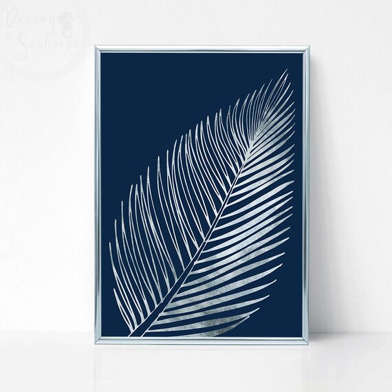 Silver Printable Palm Leaf Wall Decor Silver Palm Leaf Art Print Silver Tropical Leaf Decor Silver Bedroom Decor Silver Decor Above Bed