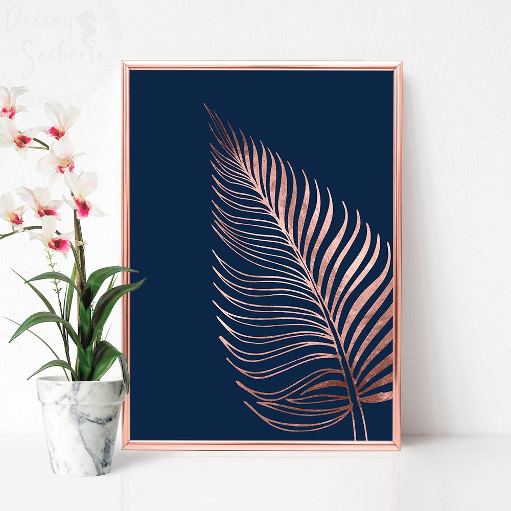Printable Rose Gold Wall Decor Rose Gold Bedroom Decor Fern Etsy