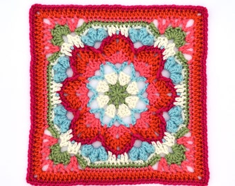 Crochet Afghan Block Grandma Square Pattern Queenie par Polly Plum