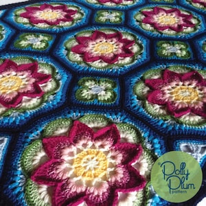 Crochet Pattern - Crochet Pattern - Lotus Moon Tiles Afghan - an Original Polly Plum Design