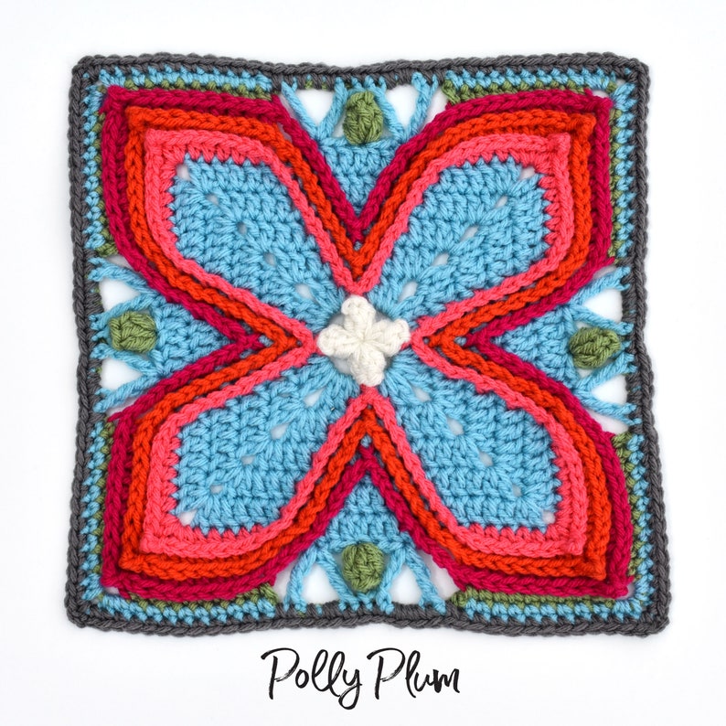 Crochet Pattern Fairy Wings granny square afghan block for sampler blanket advanced crochet pattern by Polly Plum image 4