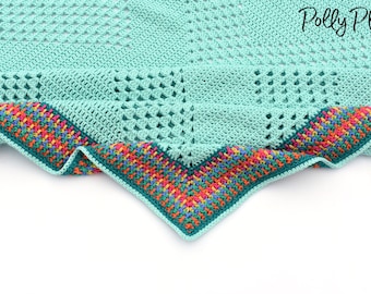Handmade Crochet Blanket Baby Blanket Lap Throw 100% cotton organic