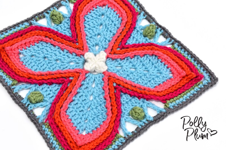 Crochet Pattern Fairy Wings granny square afghan block for sampler blanket advanced crochet pattern by Polly Plum image 5