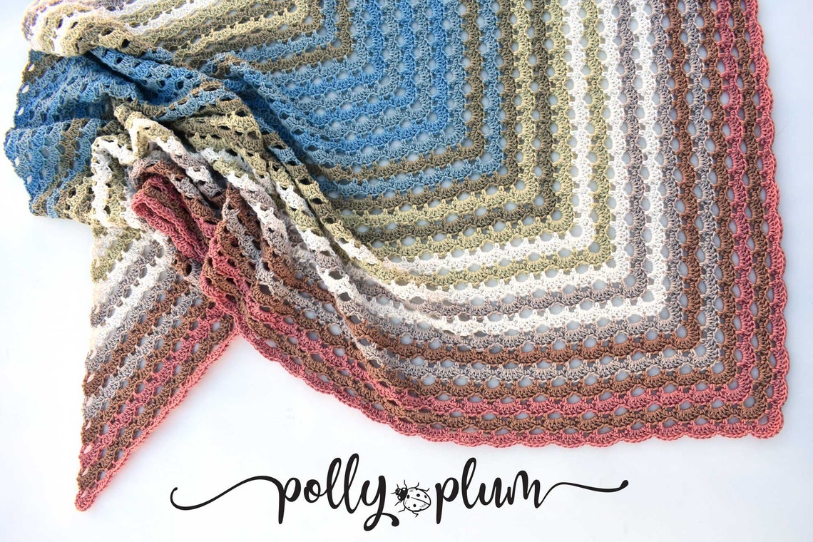 Crochet Pattern - Rio Arriba Triangle Shawl - Shell Stitch Easy - Etsy