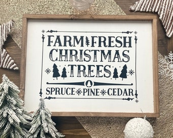 FARM FRESH TREES Christmas sign | Handmade xmas | Farmhouse Wooden Sign