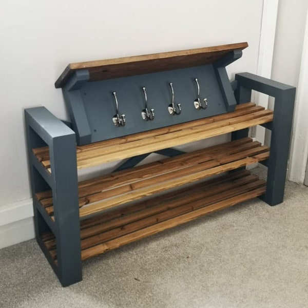 Coat Hook & Shoe Bench | Shoe bench in the uk | Coat hook and shelf | Shoe bench storage | Shoe bench with coat rack set