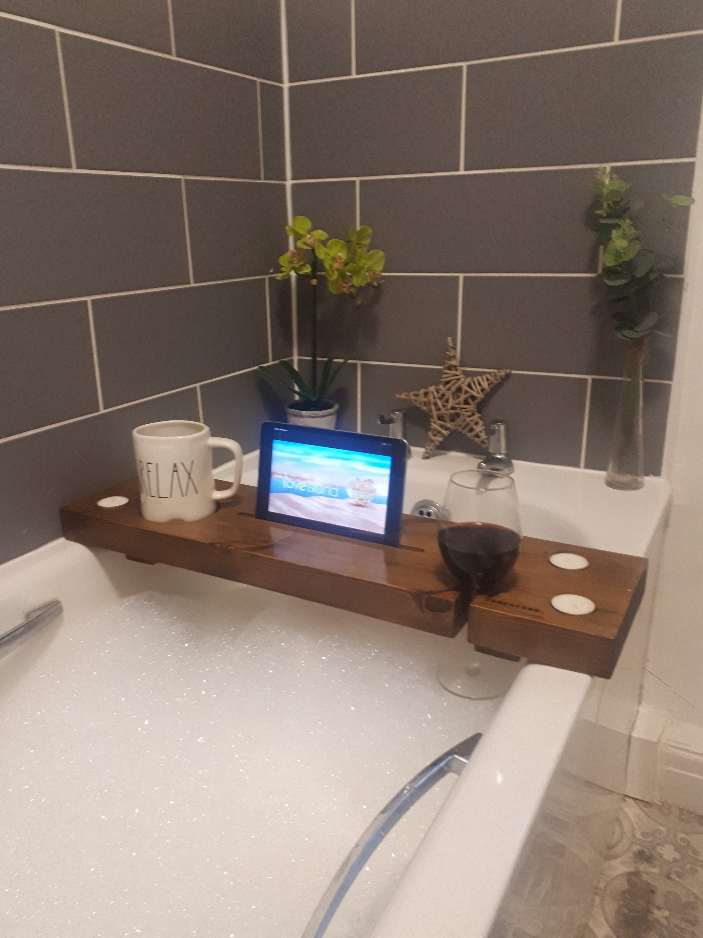 Bath Board With Ipad & Wine Holder Bath Caddy Wine Holder Etsy UK