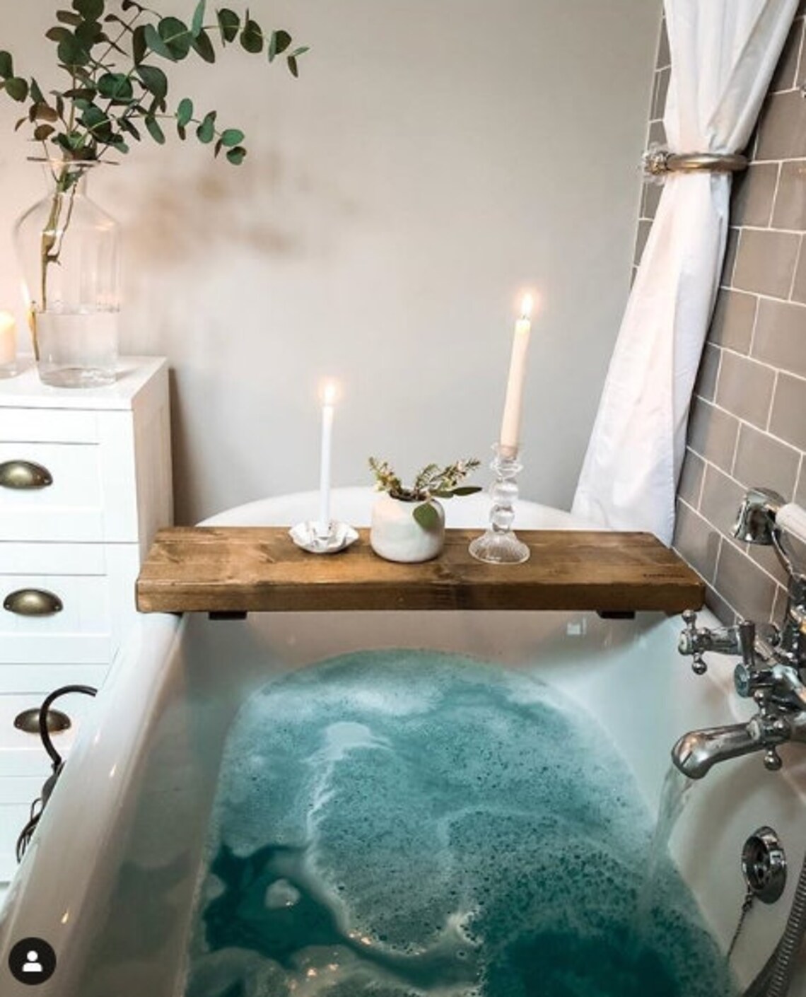 Wooden Bath Caddy with IPAD wine holder cup holder Etsy