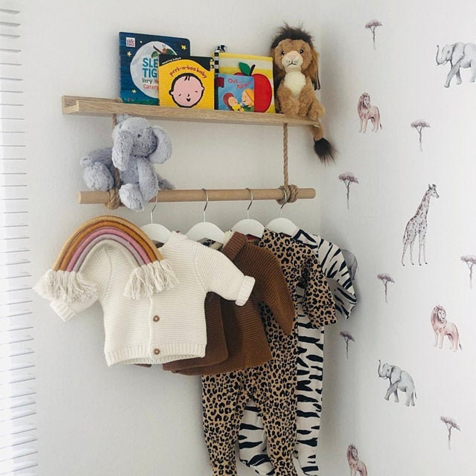 Nursery Shelf Clothes Hanger Oak Shelf Shelf Etsy UK