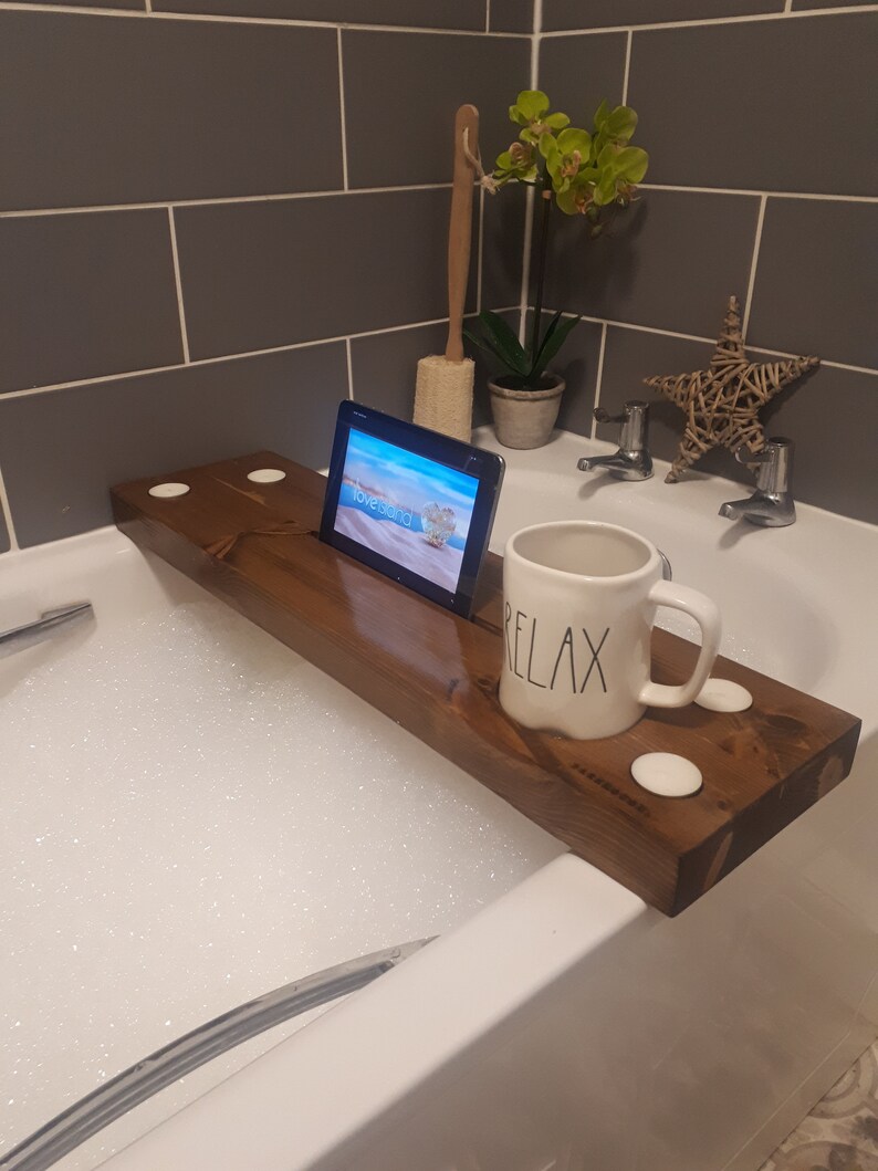 Wooden Bath Caddy for Ipad & Wine Available in Multiple Sizes Etsy UK