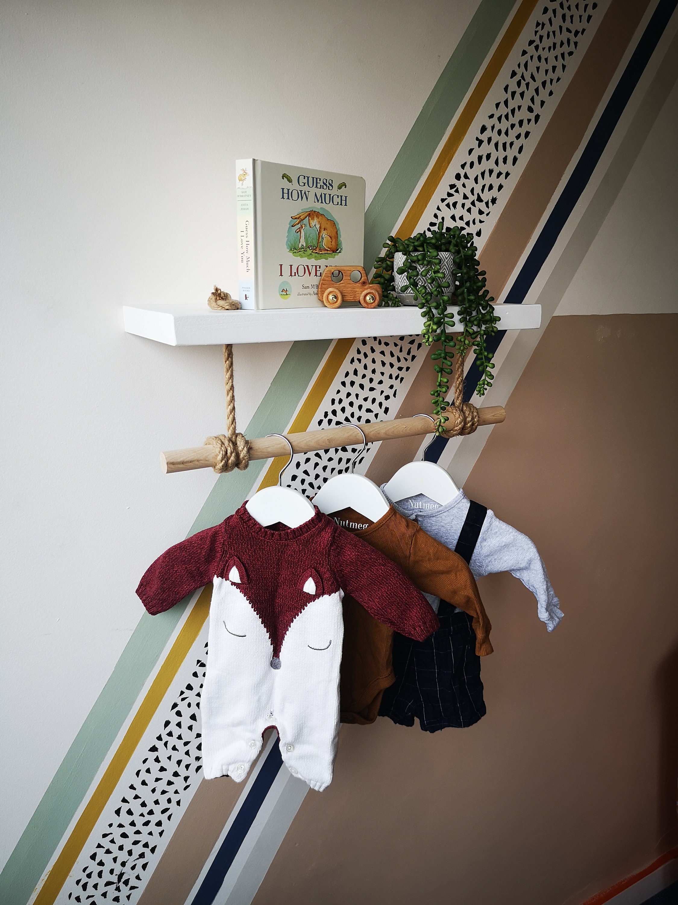 White Nursery Clothes hanger Nursery shelf floating shelf Etsy