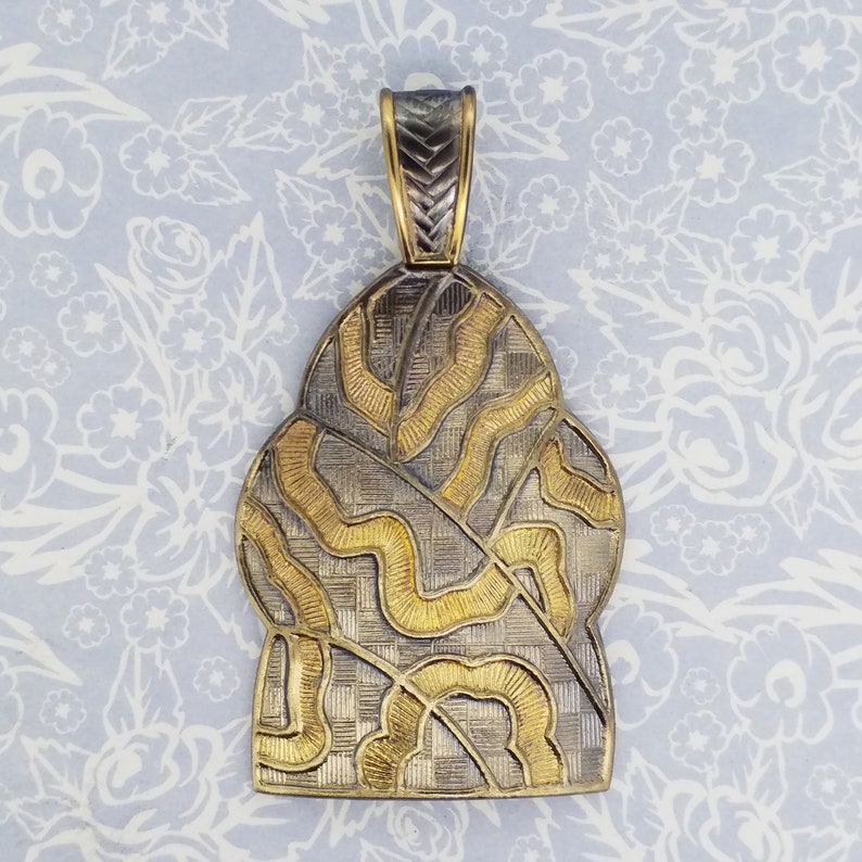 FALL SALE Keum Boo Pendant, Japanese Inspired, Yellow Jackets Bee Hive