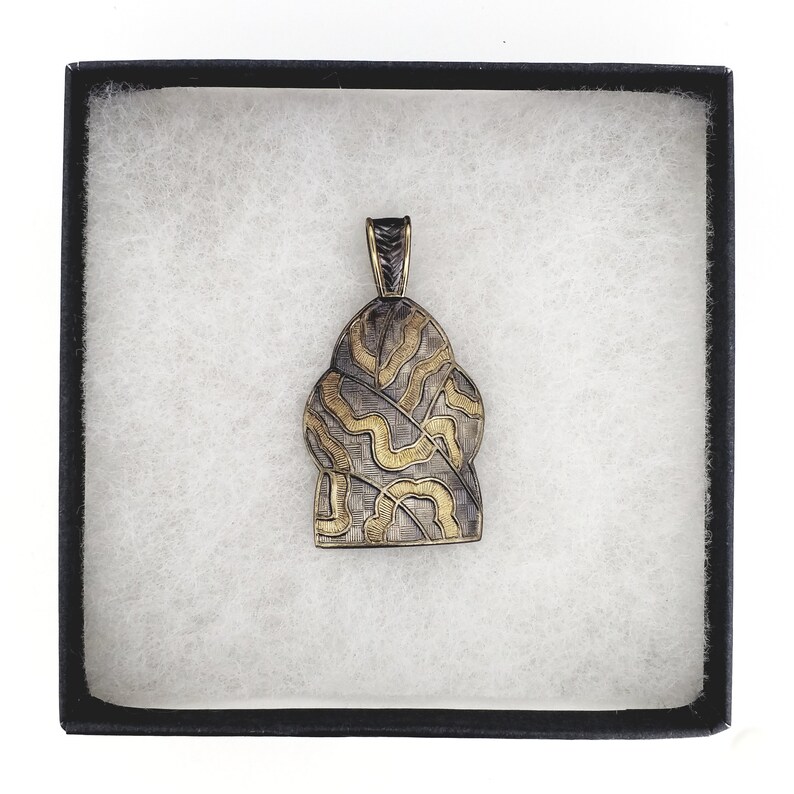 FALL SALE Keum Boo Pendant, Japanese Inspired, Yellow Jackets Bee Hive