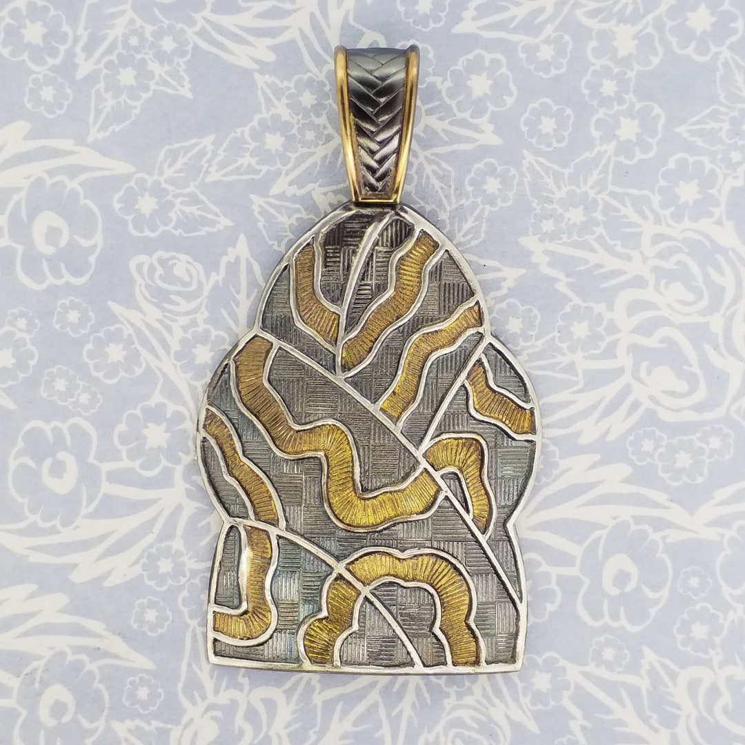 FALL SALE Keum Boo Pendant, Japanese Inspired, Yellow Jackets Bee Hive