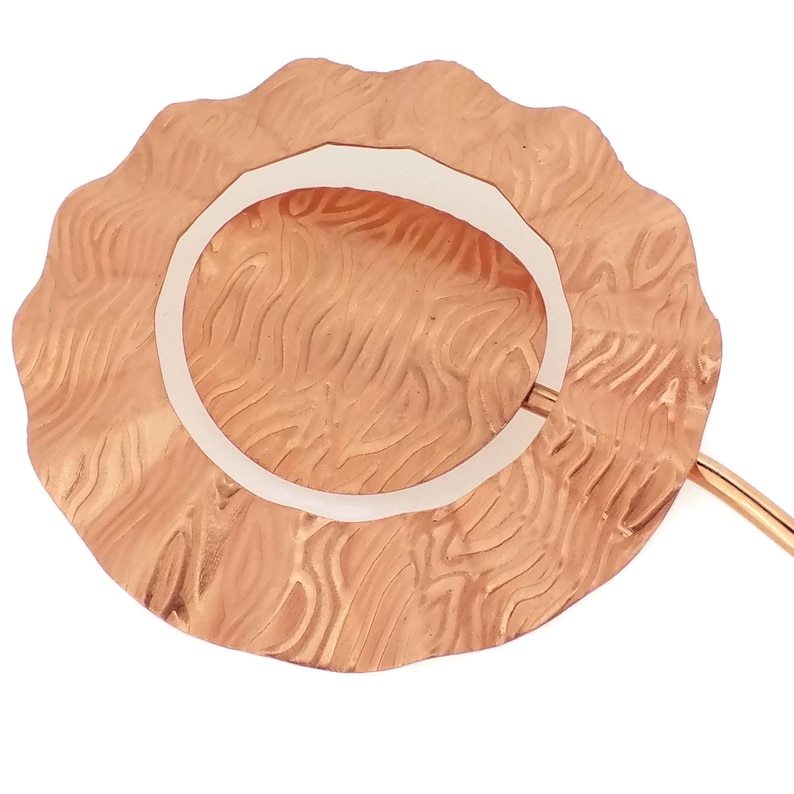Cowl Pin Hair Stick Embossed Flowing Water Copper Shawl Pin Kilt Pin Hair Pin Brooch X-Large Size 2.5 OD Knitter Gifts Sweater Pin