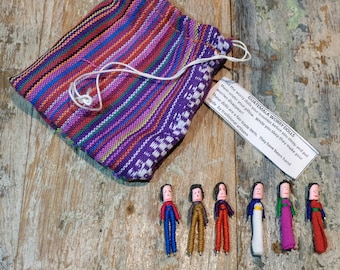 Guatemalan Worry Dolls 6 x Mini Dolls in pouch.