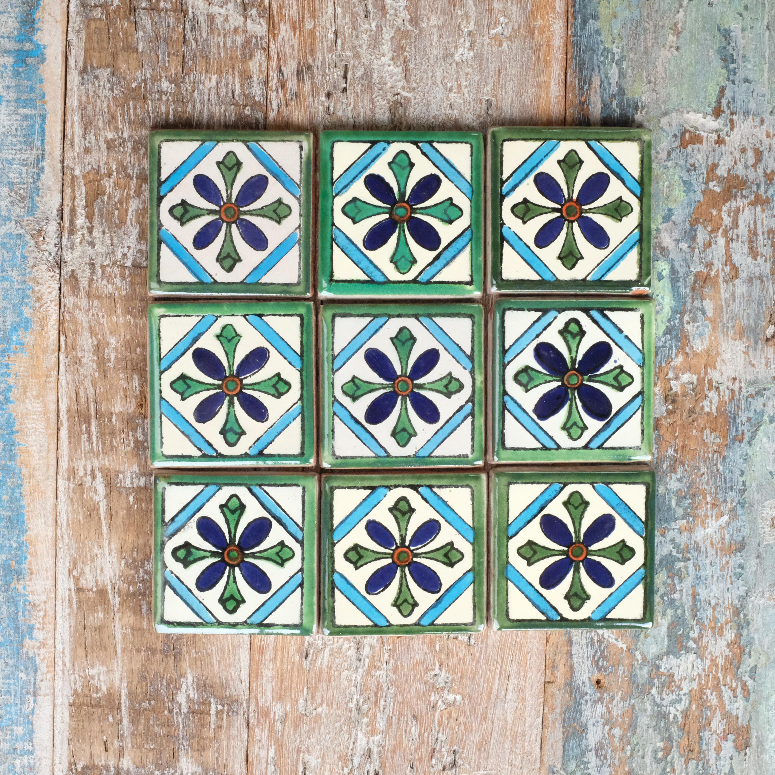 Mexican Tile Set of 9 SMALL Tiles 5cm X 5cm Anturio - Etsy