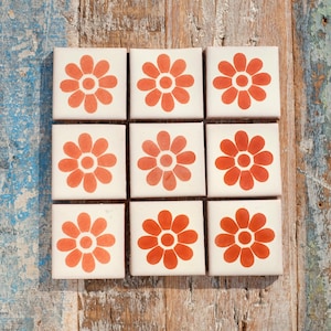 Mexican Tile Set of 9 SMALL Tiles 5cm x 5cm Desy Teracotta