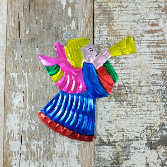 Mexican Tin Angel Trumpeting Blue - Etsy