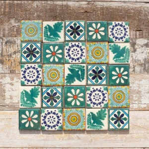 Mexican Tile Set of 25 SMALL Tiles 5cm x 5cm Mix FORESTS25