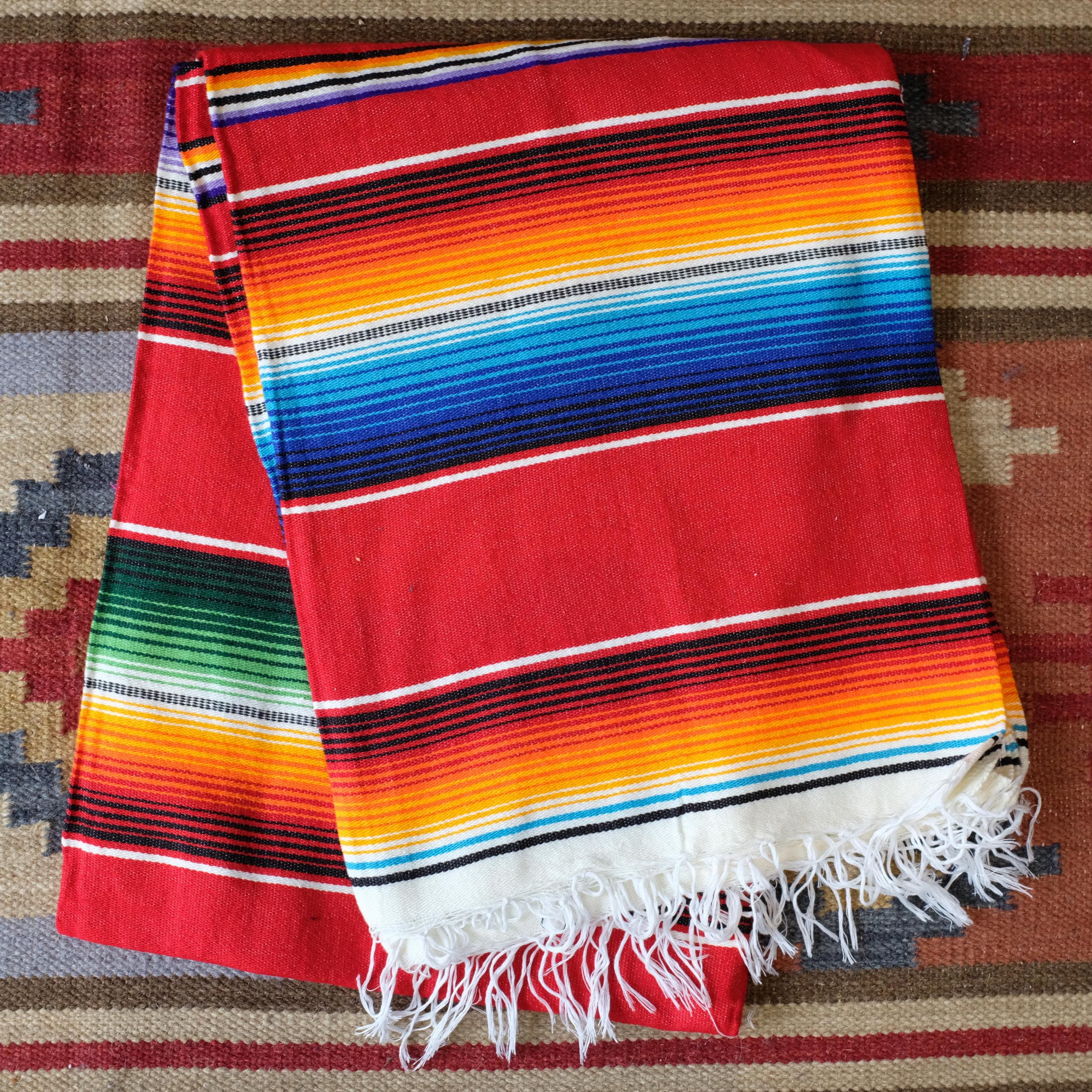 Mexican Serape Blanket - Red - Etsy
