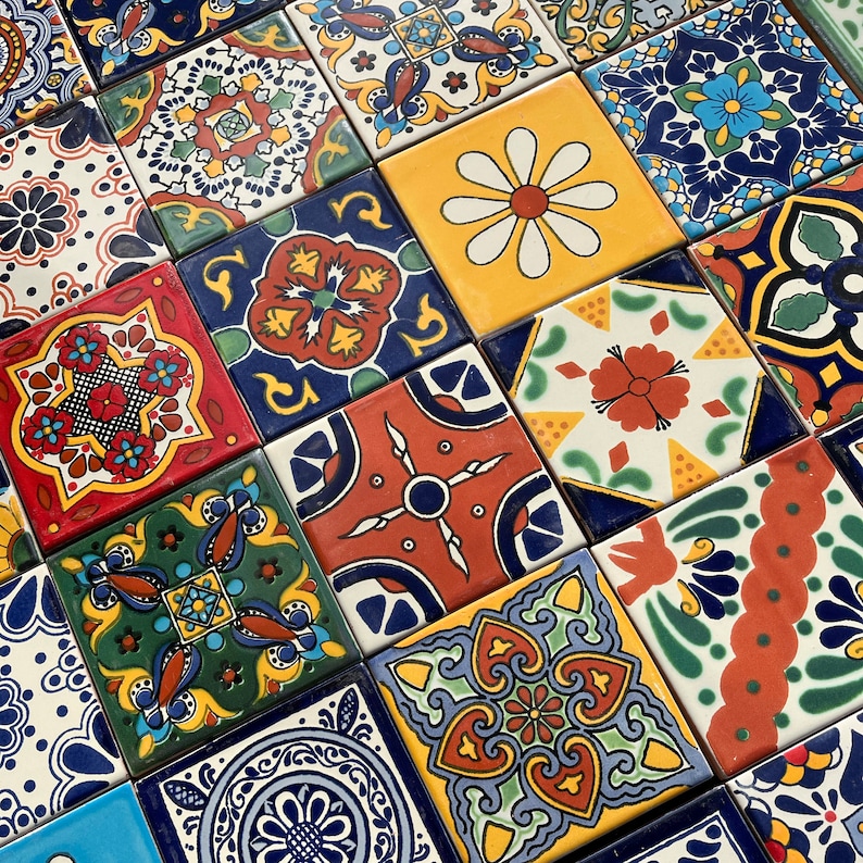 Mexican Tile Set of 36 Individual Tiles Large MILAGROS MIX image 5