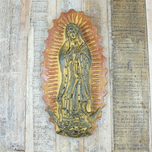 Mexican Clay Virgin of Guadalupe Green/Tc