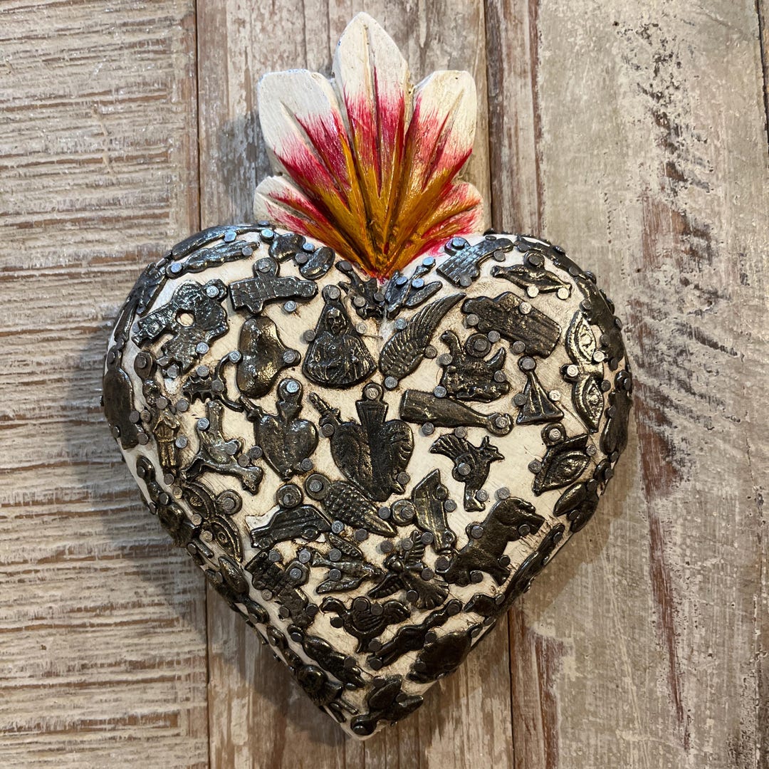 Mexican Wooden Milagros Heart Large - Casa Blanca - Etsy